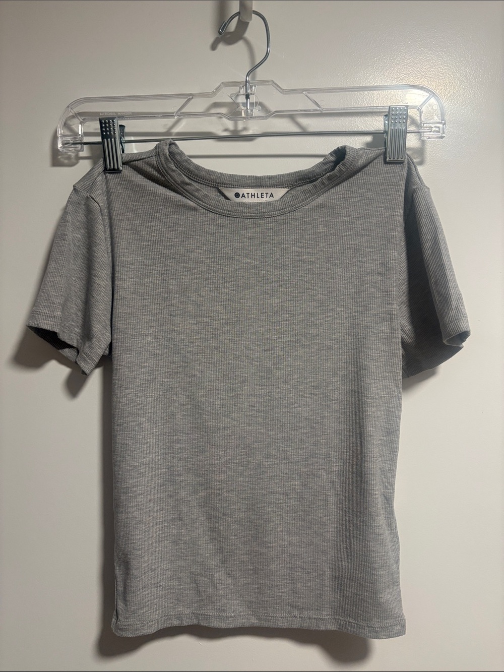 Athleta Signature Rib Crop Tee - XXS Grey Heather